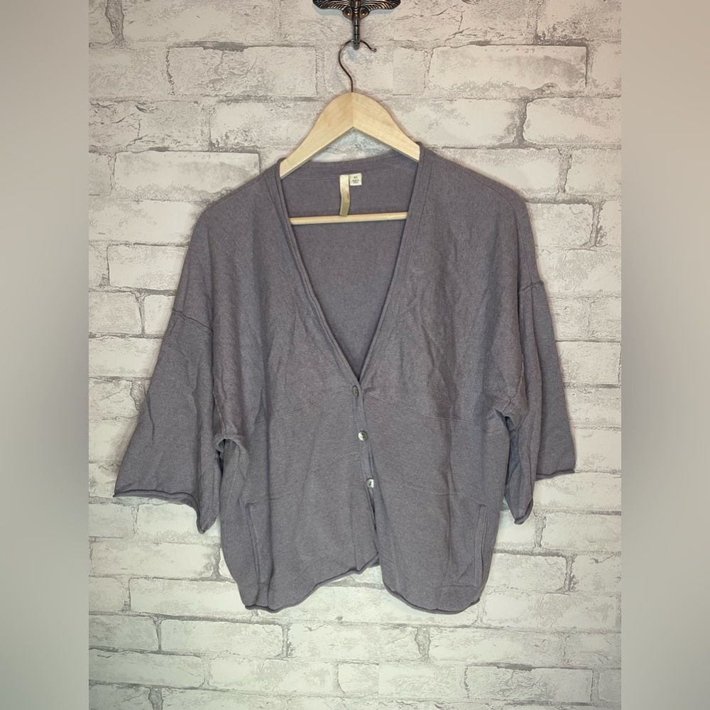 J. Jill Cashmere / Cotton Blend Oversized XS Sweater Purple/Grey Lagenlook